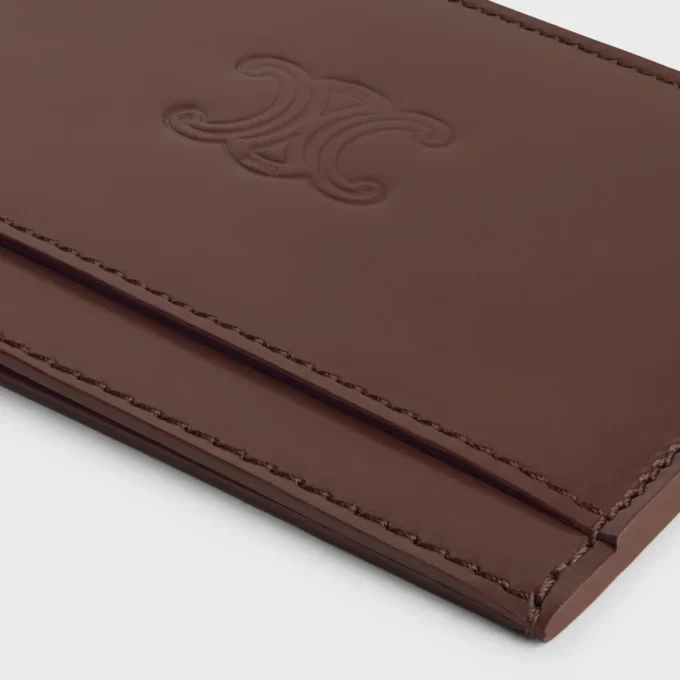 Card Holder in Satinated Calfskin with Triomphe Embossed