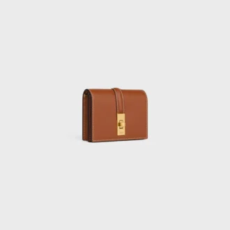 Card Holder with Flap 16 in Satinated Calfskin