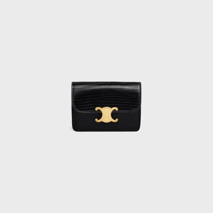 Card Holder with Flap Triomphe in Lizard Card Holder with Flap Triomphe in Lizard