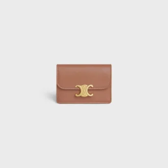 Card Holder with Flap Triomphe in Shiny Calfskin
