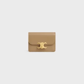 Card Holder with Flap Triomphe in Shiny Calfskin