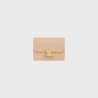 Card Holder with Flap Triomphe in Shiny Calfskin