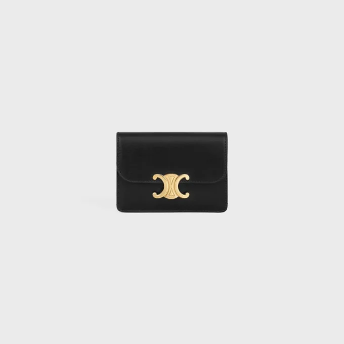 Card Holder with Flap Triomphe in Shiny Calfskin Card Holder with Flap Triomphe in Shiny Calfskin