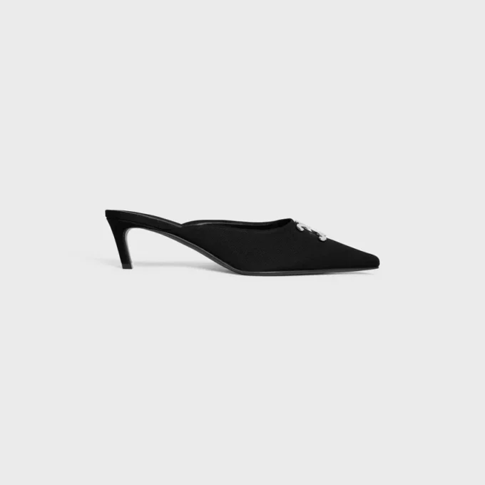 Celine Alma Triomphe Mule in Gros-Grain Fabric Celine Alma Triomphe Mule in Gros-Grain Fabric