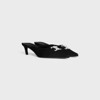 Celine Alma Triomphe Mule in Gros-Grain Fabric