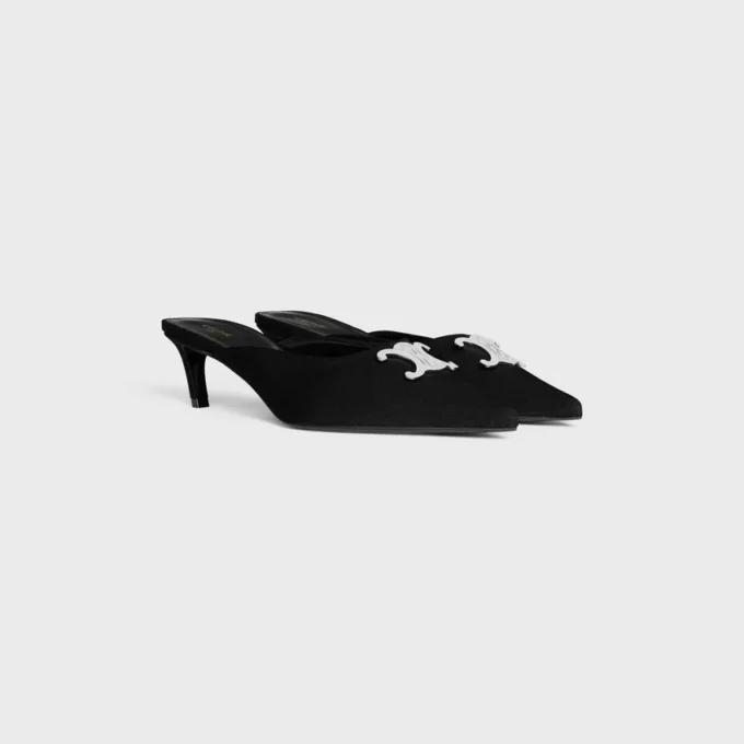 Celine Alma Triomphe Mule in Gros-Grain Fabric Celine Alma Triomphe Mule in Gros-Grain Fabric
