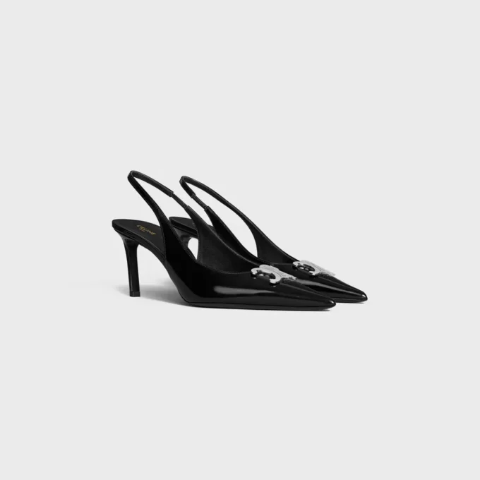 Celine Alma Triomphe Slingback in Glossy Calfskin Celine Alma Triomphe Slingback in Glossy Calfskin