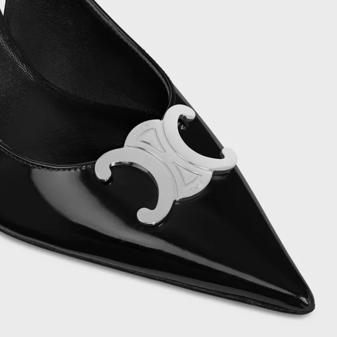 Celine Alma Triomphe Slingback in Glossy Calfskin Celine Alma Triomphe Slingback in Glossy Calfskin