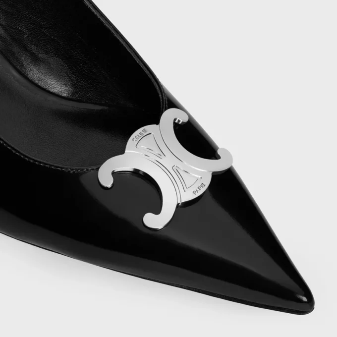 Celine Alma Triomphe Slingback in Glossy Calfskin Celine Alma Triomphe Slingback in Glossy Calfskin