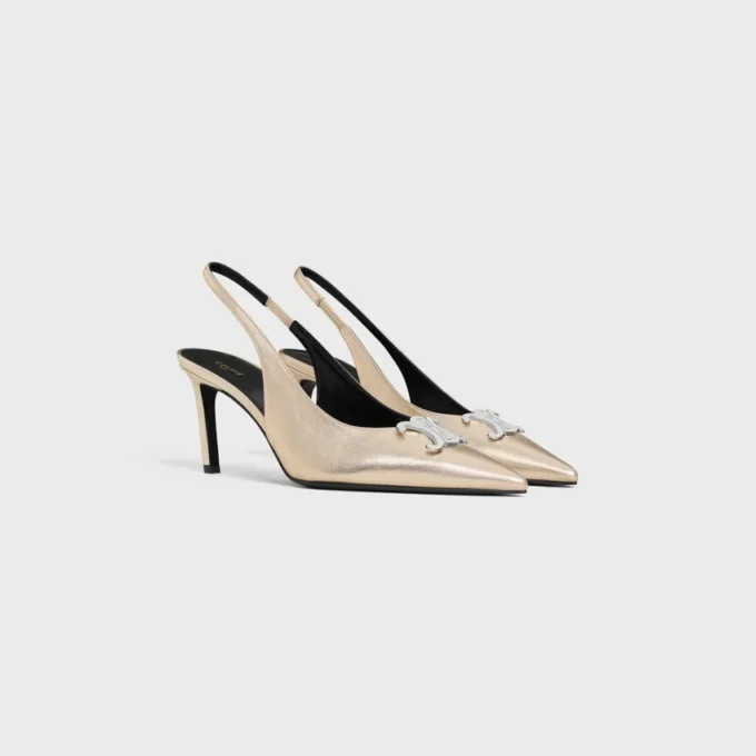 Celine Alma Triomphe Slingback in Laminated Calfskin Celine Alma Triomphe Slingback in Laminated Calfskin