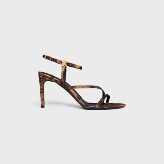 Celine Ava Sandal in Leopard Printed Gros Grain Fabric