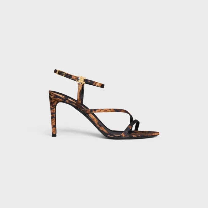 Celine Ava Sandal in Leopard Printed Gros Grain Fabric Celine Ava Sandal in Leopard Printed Gros Grain Fabric