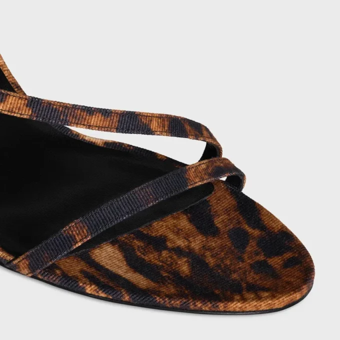 Celine Ava Sandal in Leopard Printed Gros Grain Fabric Celine Ava Sandal in Leopard Printed Gros Grain Fabric