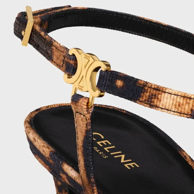 Celine Ava Sandal in Leopard Printed Gros Grain Fabric Celine Ava Sandal in Leopard Printed Gros Grain Fabric
