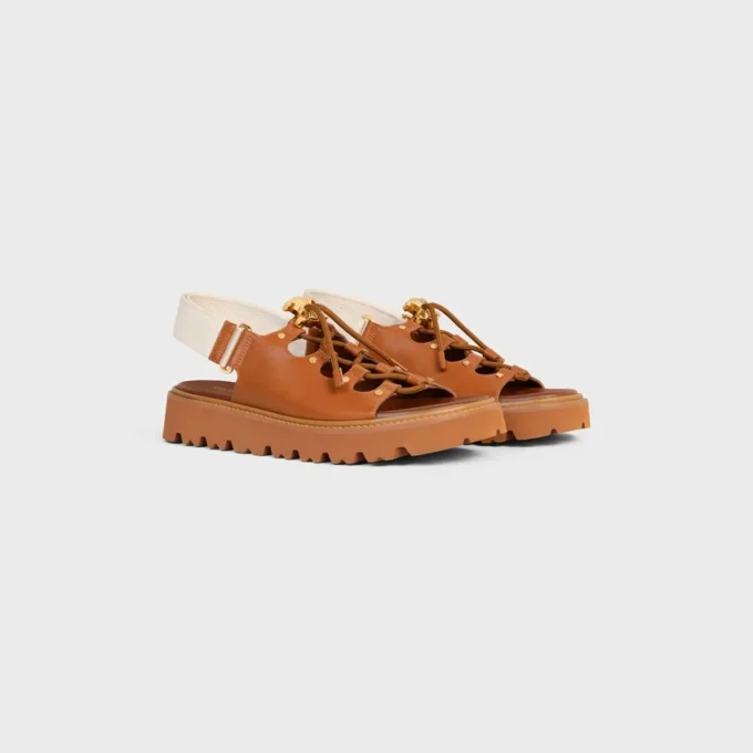 Celine Billie Chunky Sandal in Calfskin and Textile Celine Billie Chunky Sandal in Calfskin and Textile