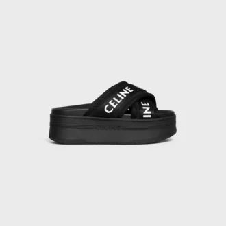 Celine Block Slide in Mesh, Nylon & Textile with Celine Jacquard