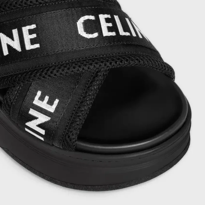 Celine Block Slide in Mesh, Nylon & Textile with Celine Jacquard Celine Block Slide in Mesh, Nylon & Textile with Celine Jacquard