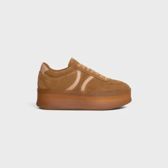 Celine – Block Sneakers with Back Triomphe and Wedge Outsole in Suede Calfskin and Calfskin