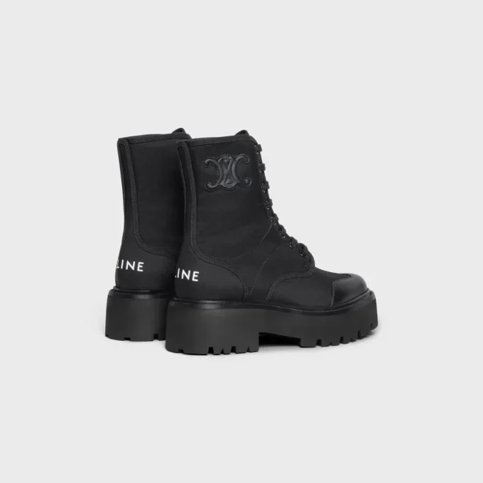 Celine Bulky Laced up Boot in Nylon and Shiny Bull Celine Bulky Laced up Boot in Nylon and Shiny Bull