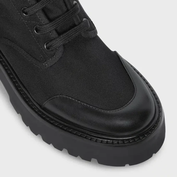 Celine Bulky Laced up Boot in Nylon and Shiny Bull Celine Bulky Laced up Boot in Nylon and Shiny Bull