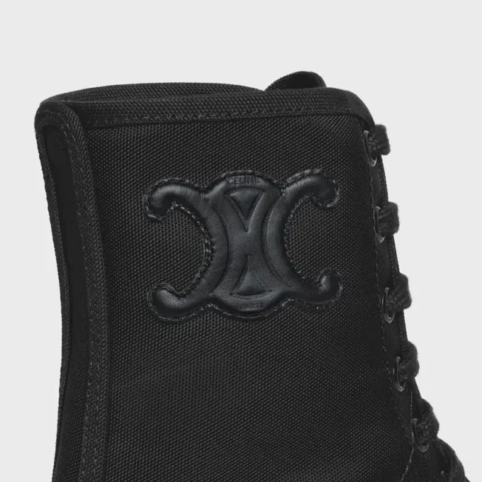 Celine Bulky Laced up Boot in Nylon and Shiny Bull Celine Bulky Laced up Boot in Nylon and Shiny Bull
