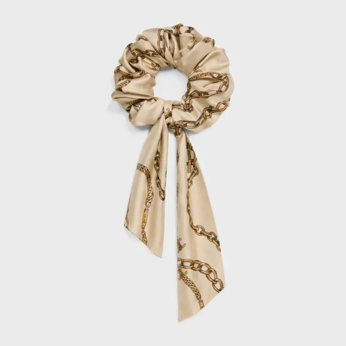 Celine Chains Bow Scrunchy in Silk