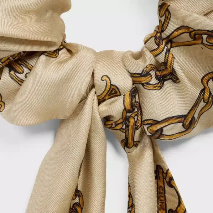 Celine Chains Bow Scrunchy in Silk