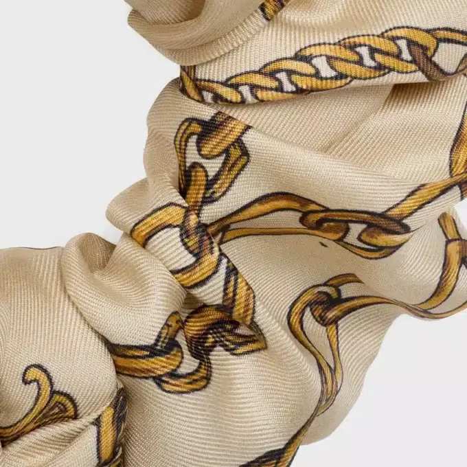 Celine Chains Bow Scrunchy in Silk