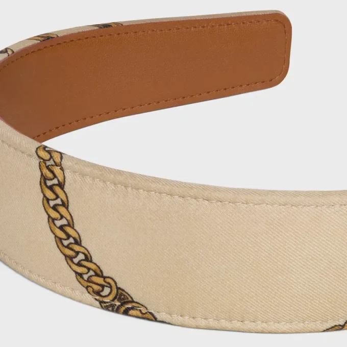 Celine Chains Headband in Silk and Calfskin Celine Chains Headband in Silk and Calfskin