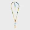 Celine Charms Cordon Necklace in Silk and Brass with Gold Finish