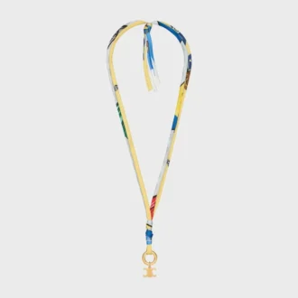 Celine Charms Cordon Necklace in Silk and Brass with Gold Finish Celine Charms Cordon Necklace in Silk and Brass with Gold Finish