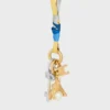 Celine Charms Cordon Necklace in Silk and Brass with Gold Finish