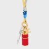 Celine Charms Cordon Necklace in Silk and Brass with Gold Finish