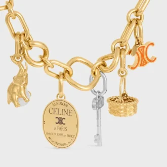 Celine Charms Triomphe in Enamel and Brass with Gold Finish Celine Charms Triomphe in Enamel and Brass with Gold Finish