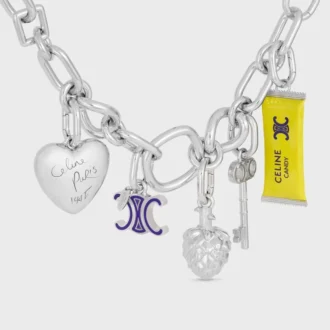 Celine Charms Triomphe in Enamel and Brass with Rhodium Finish Celine Charms Triomphe in Enamel and Brass with Rhodium Finish