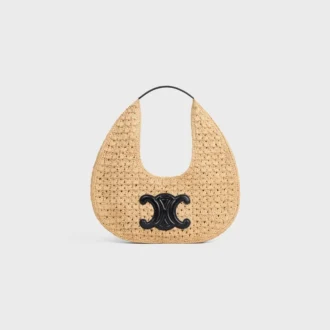 Celine Classic Panier Hobo Bag in Raffia and Calfskin
