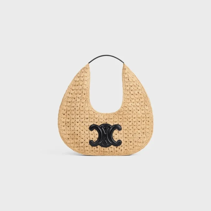 Celine Classic Panier Hobo Bag in Raffia and Calfskin Celine Classic Panier Hobo Bag in Raffia and Calfskin