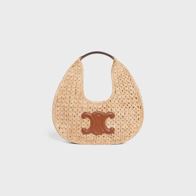Celine Classic Panier Hobo Bag in Raffia and Calfskin Celine Classic Panier Hobo Bag in Raffia and Calfskin
