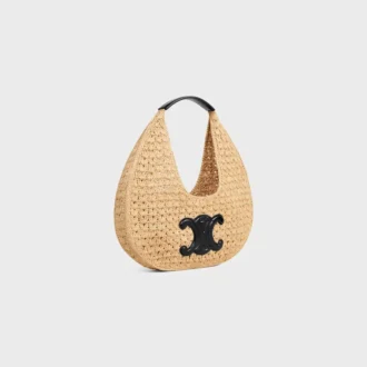 Celine Classic Panier Hobo Bag in Raffia and Calfskin
