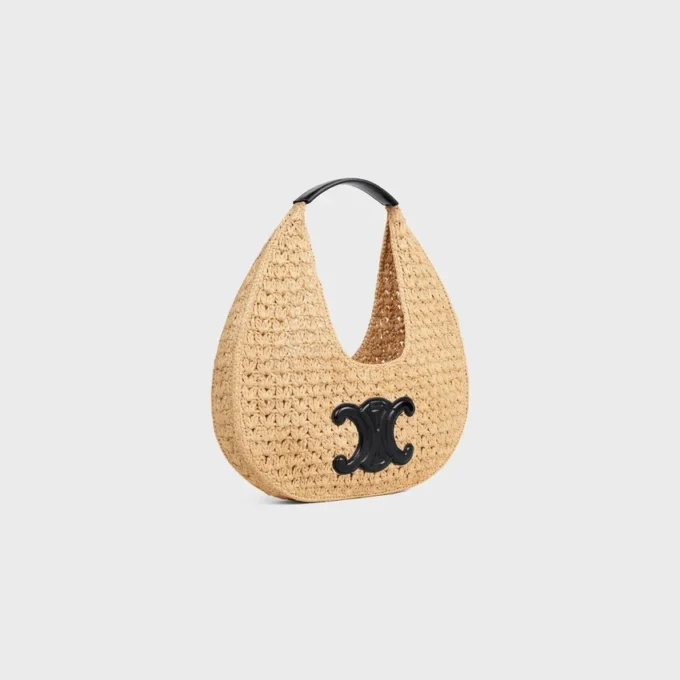 Celine Classic Panier Hobo Bag in Raffia and Calfskin Celine Classic Panier Hobo Bag in Raffia and Calfskin