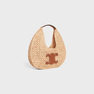 Celine Classic Panier Hobo Bag in Raffia and Calfskin