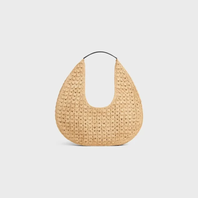 Celine Classic Panier Hobo Bag in Raffia and Calfskin Celine Classic Panier Hobo Bag in Raffia and Calfskin