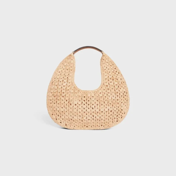 Celine Classic Panier Hobo Bag in Raffia and Calfskin Celine Classic Panier Hobo Bag in Raffia and Calfskin