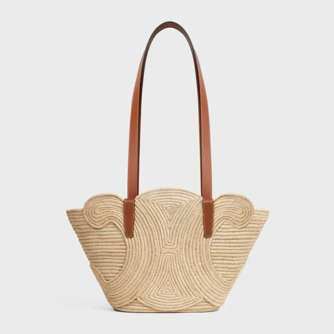 Celine Classic Panier Small Braided Triomphe in Raffia and Calfskin Celine Classic Panier Small Braided Triomphe in Raffia and Calfskin
