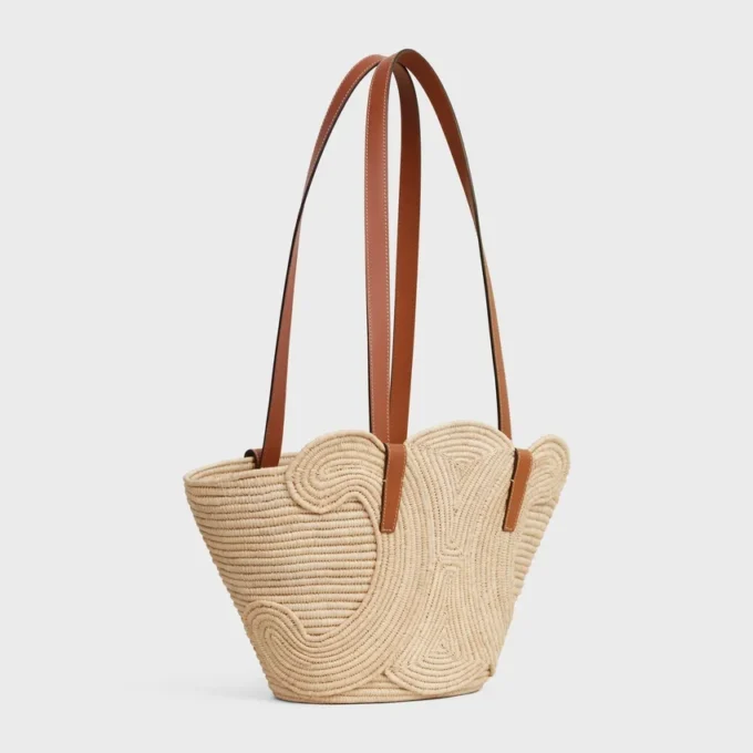Celine Classic Panier Small Braided Triomphe in Raffia and Calfskin Celine Classic Panier Small Braided Triomphe in Raffia and Calfskin