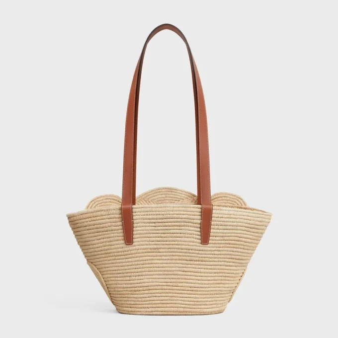 Celine Classic Panier Small Braided Triomphe in Raffia and Calfskin Celine Classic Panier Small Braided Triomphe in Raffia and Calfskin