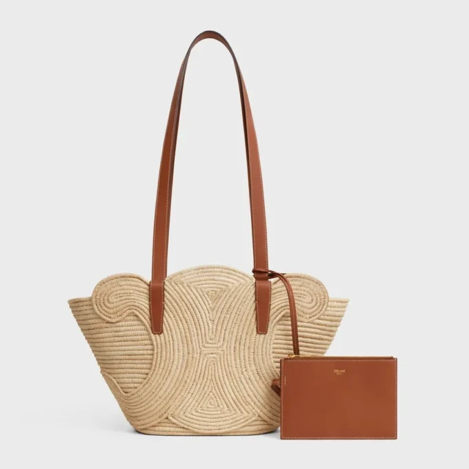 Celine Classic Panier Small Braided Triomphe in Raffia and Calfskin Celine Classic Panier Small Braided Triomphe in Raffia and Calfskin