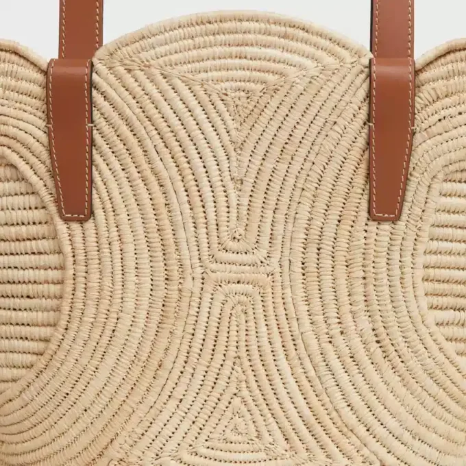 Celine Classic Panier Small Braided Triomphe in Raffia and Calfskin Celine Classic Panier Small Braided Triomphe in Raffia and Calfskin