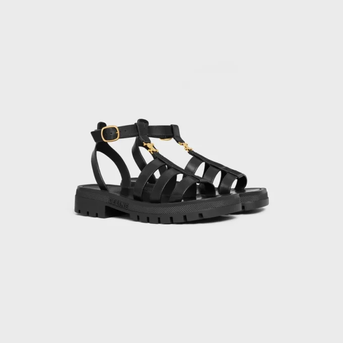 Celine Clea Triomphe Gladiator Sandal in Calfskin – Vegetal Tanning Celine Clea Triomphe Gladiator Sandal in Calfskin – Vegetal Tanning