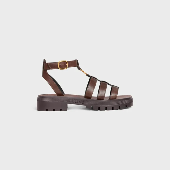Celine Clea Triomphe Sandal in Calfskin – Vegetal Tanning Celine Clea Triomphe Sandal in Calfskin – Vegetal Tanning
